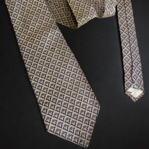 Vintage Gold and Iridescent Blue Wide Silk Necktie